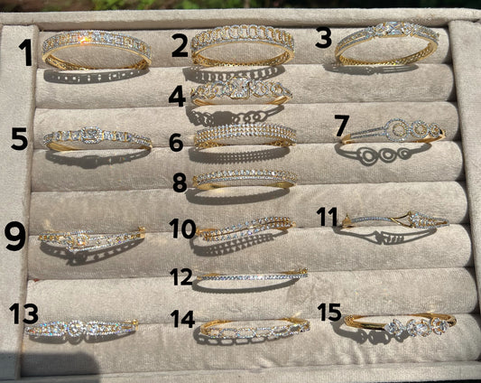Premium two tone daimond finish micro gold plated openable bracelet product code B74
