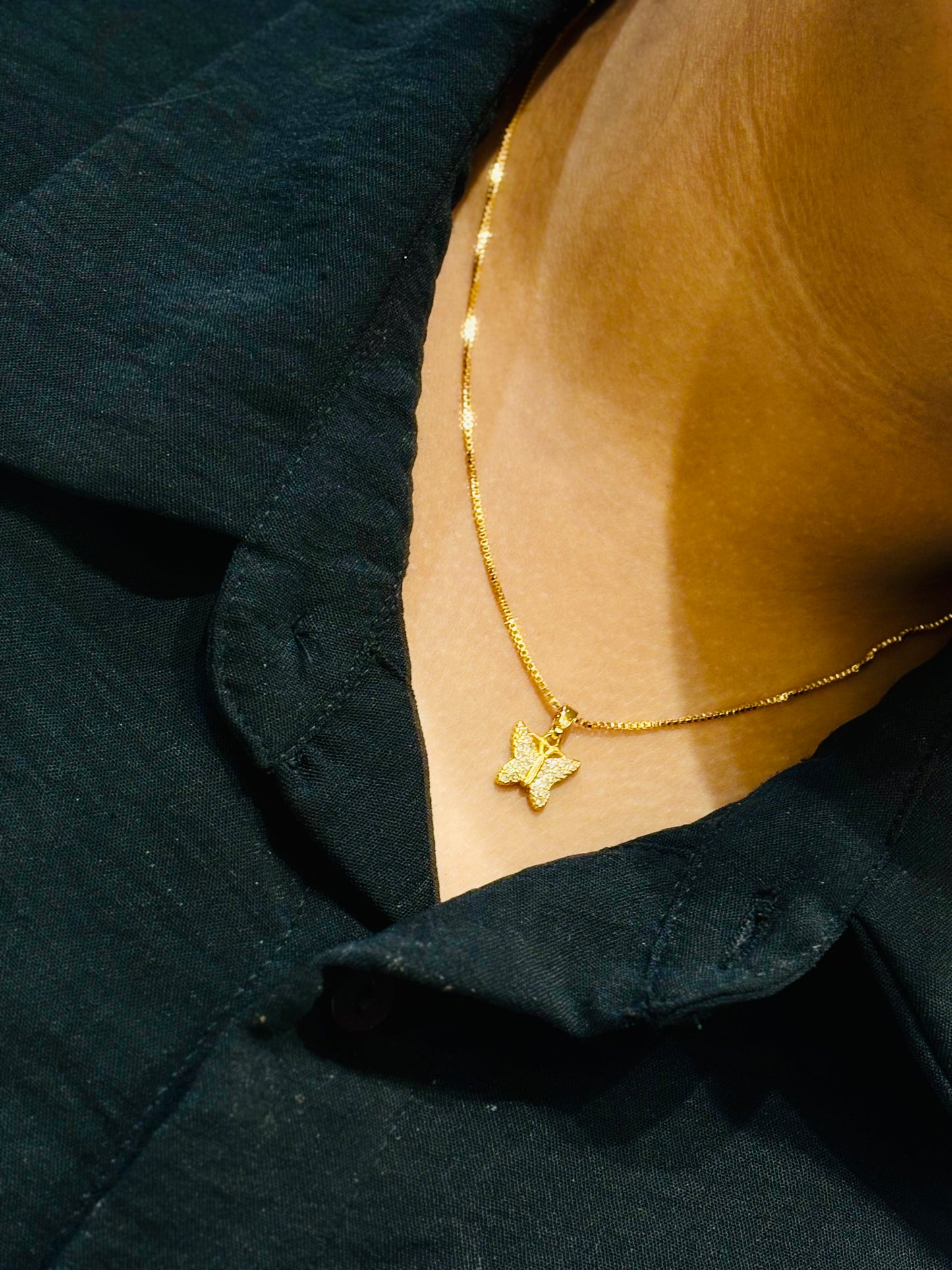 Premium beautiful simple gold plated box chain with cute pendant product code N345