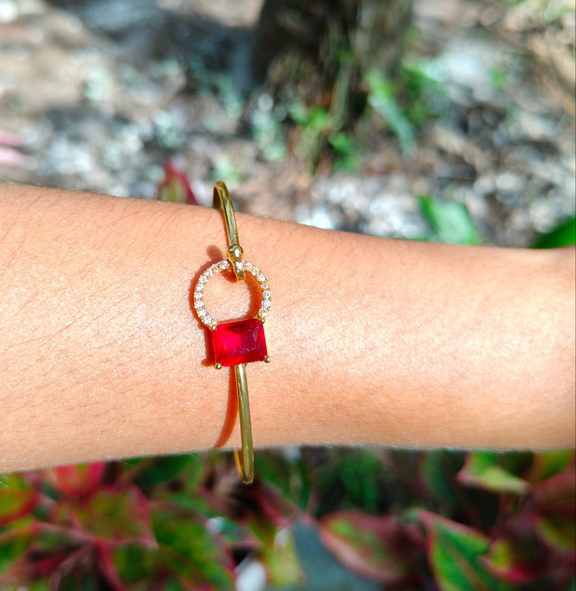 Gold plated openable Ruby kada bangle product code  B05
