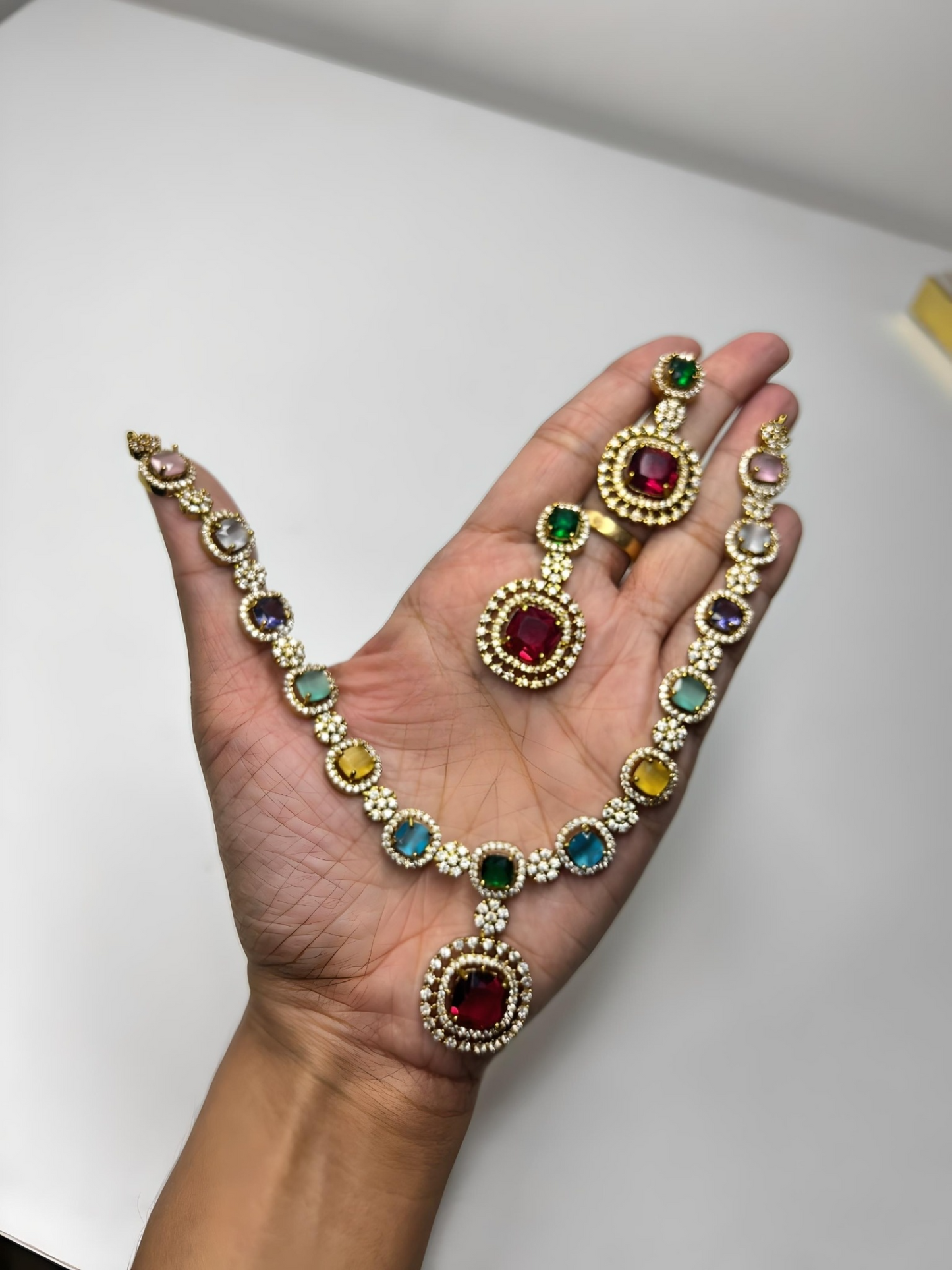 Premium Navaratna AD Stone Necklace product code 685