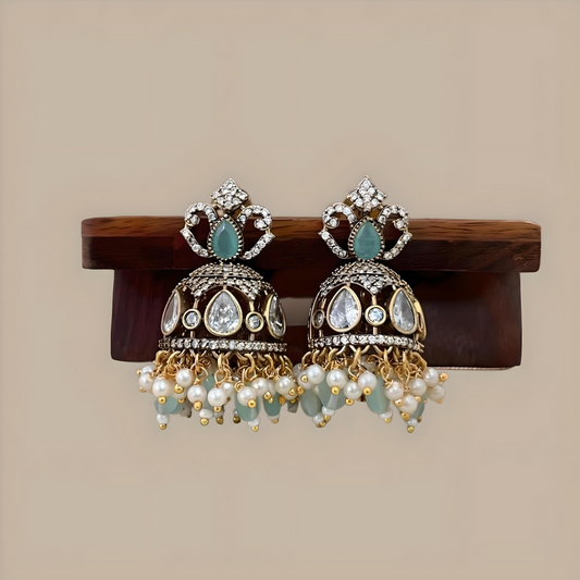 Premium Victorian AD Stone Jhumka Earring