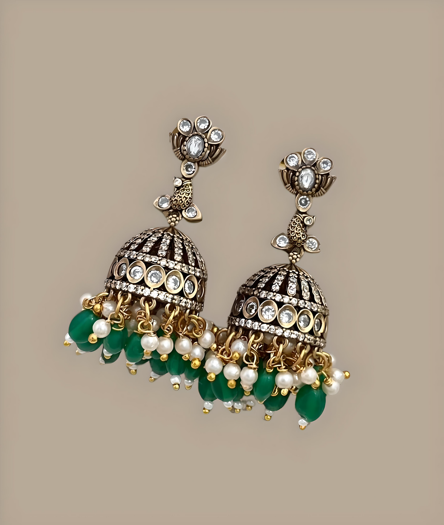 Victorian AD Stone Jhumka Earring