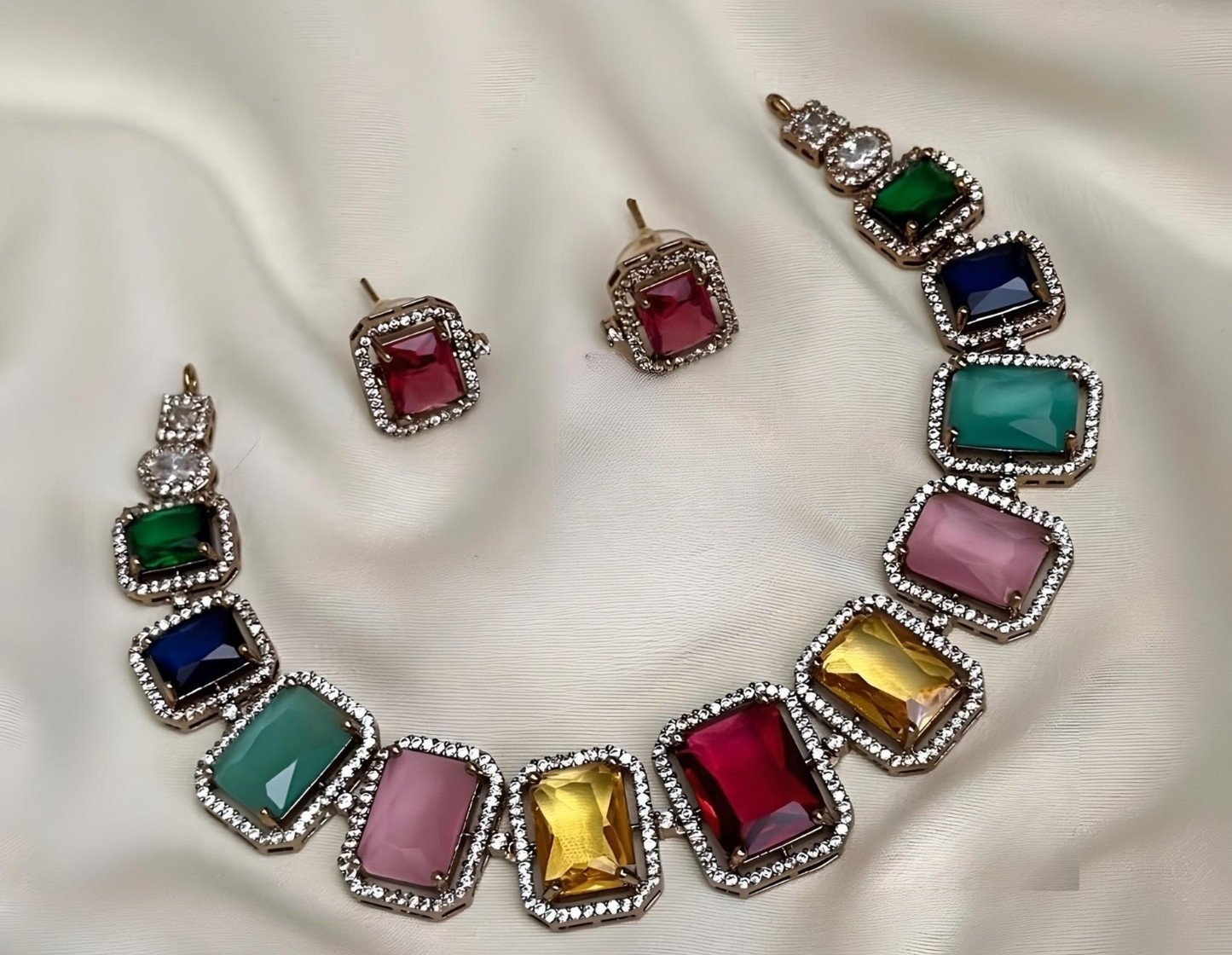 Multi Color Elegant AD Stone Necklace