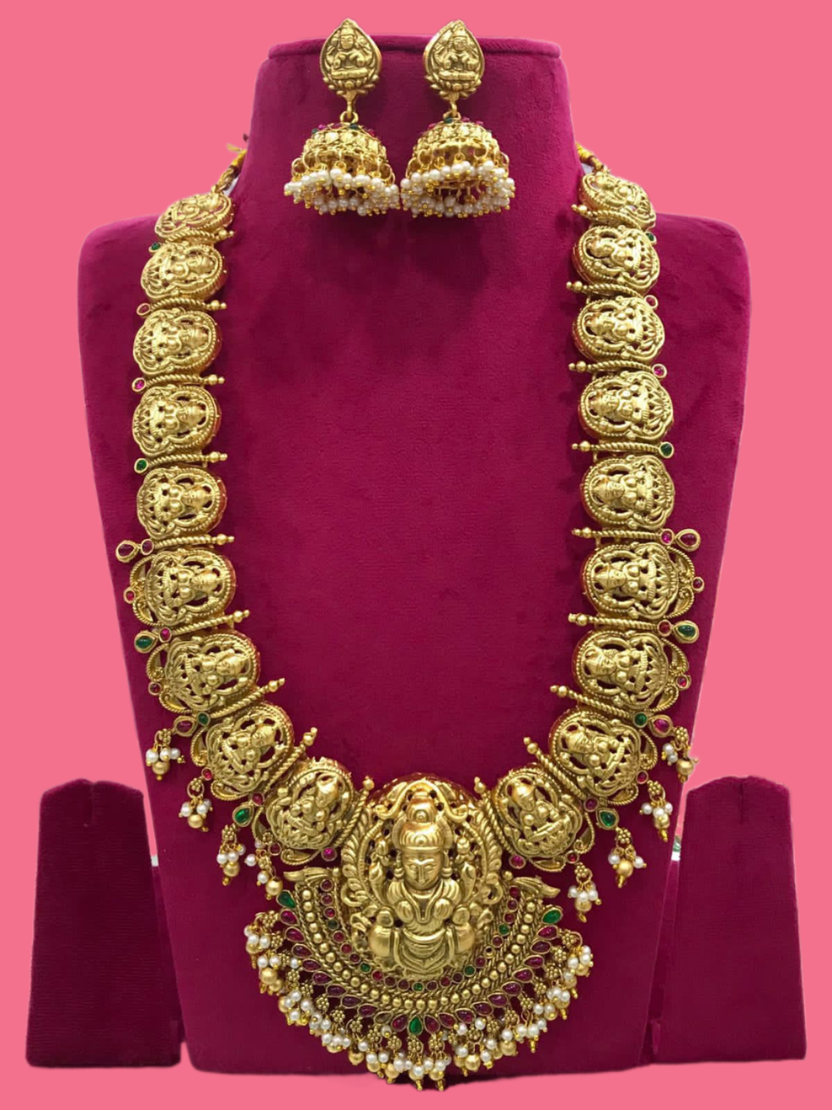 Heavy Lakshmi Devi Haram Necklace Set