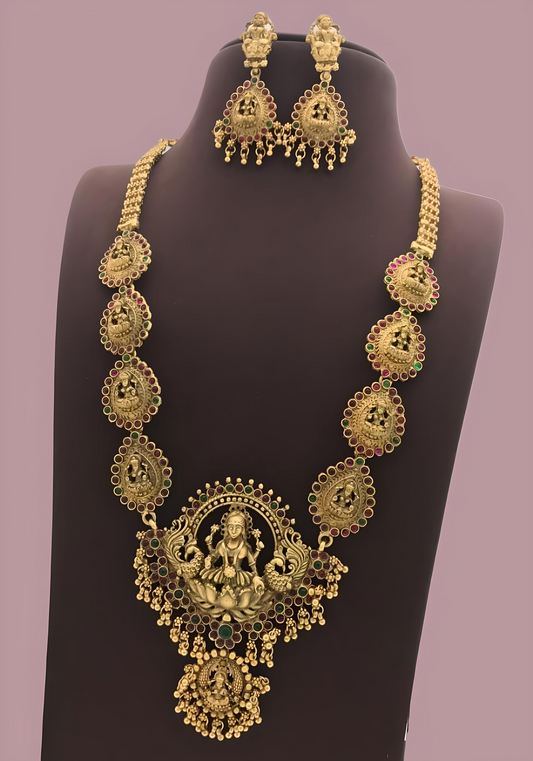 Elegant Lakshmi Devi Haram Necklace Set