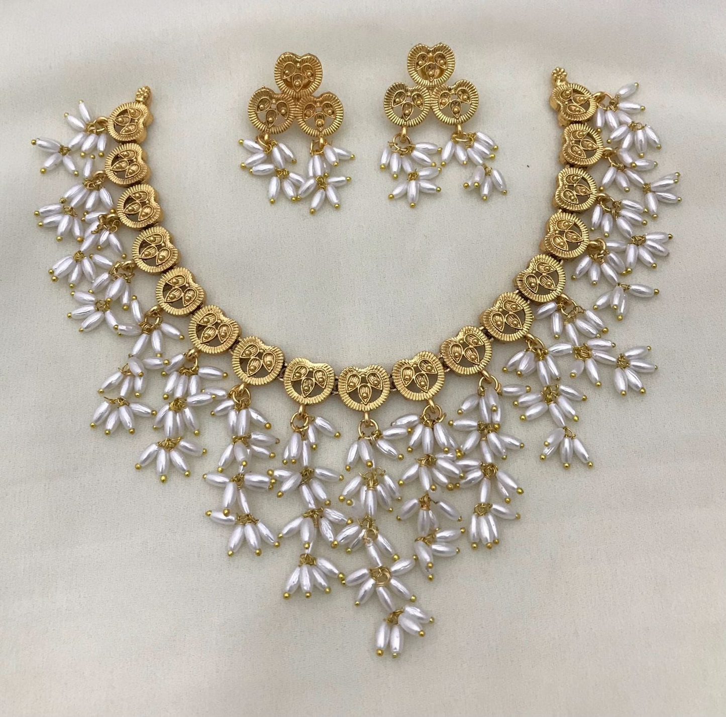 Premium Rice Pearl Necklace Set