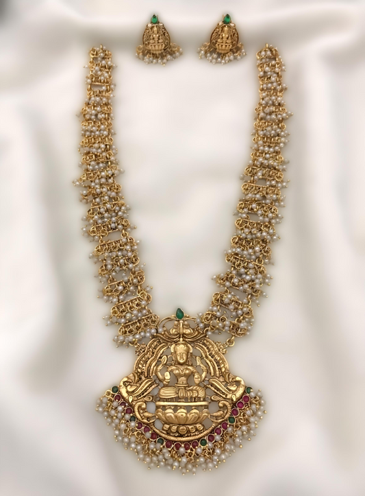 White Pearl Bridal Hanging Haram Set