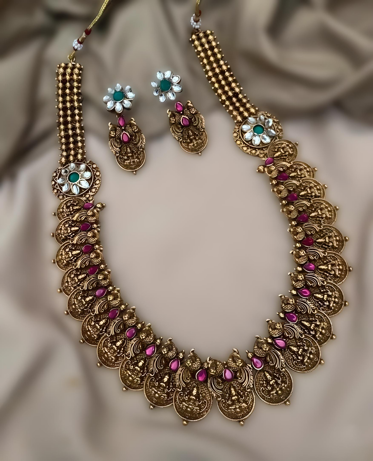 Premium Designer Chettinadan Lakshmi Haram Necklace Set