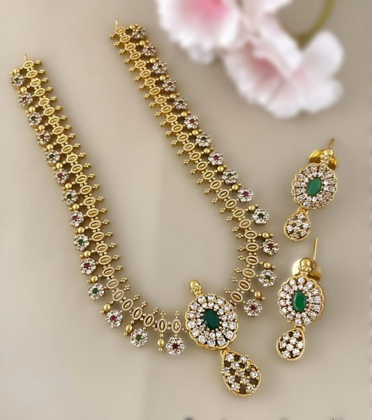 AD Stone Floral Elegance Necklace Set