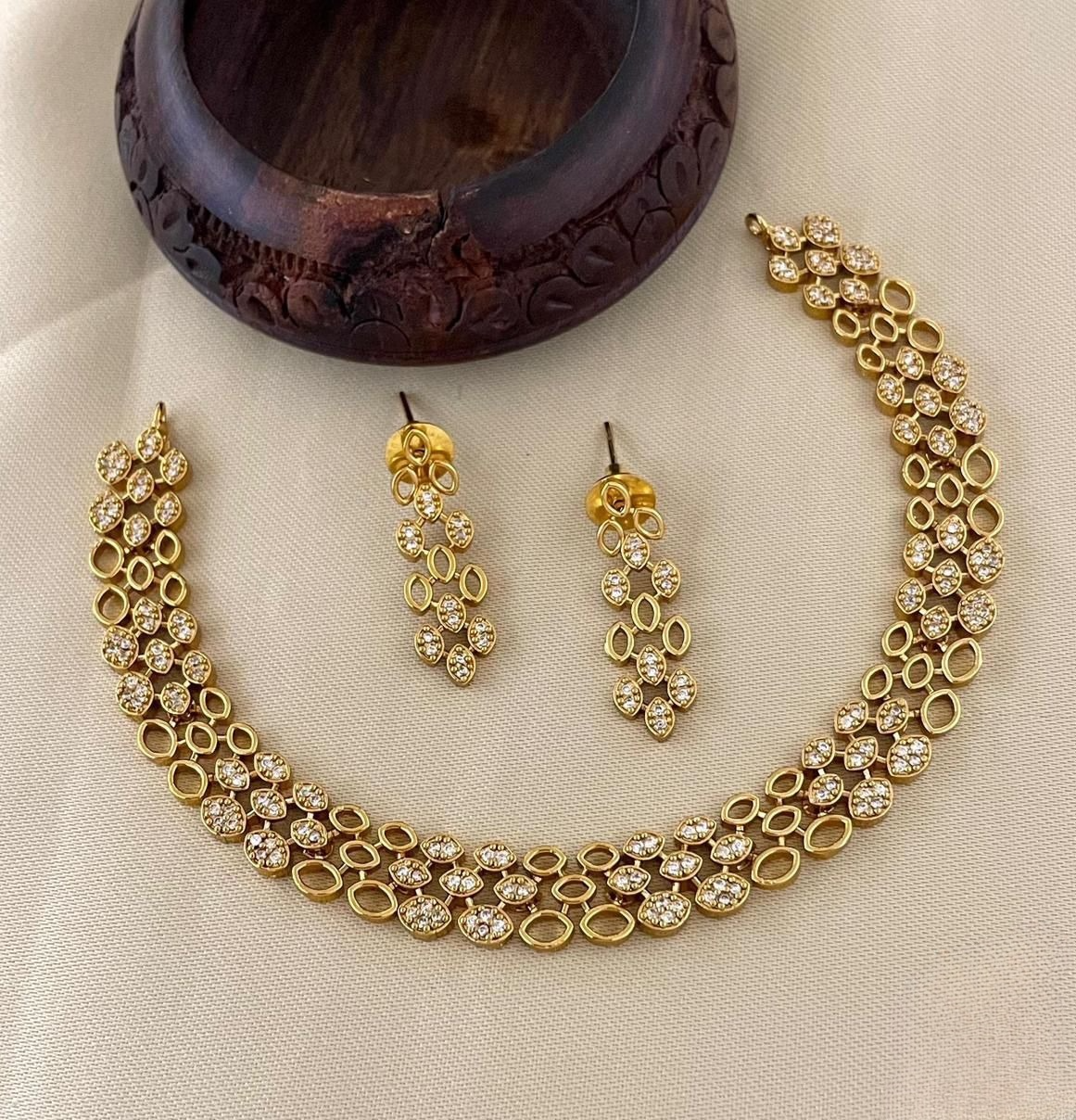 AD Stone Golden Designer Necklace Set