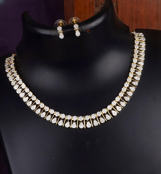 Premium Elegant Diamond Finish Necklace Set