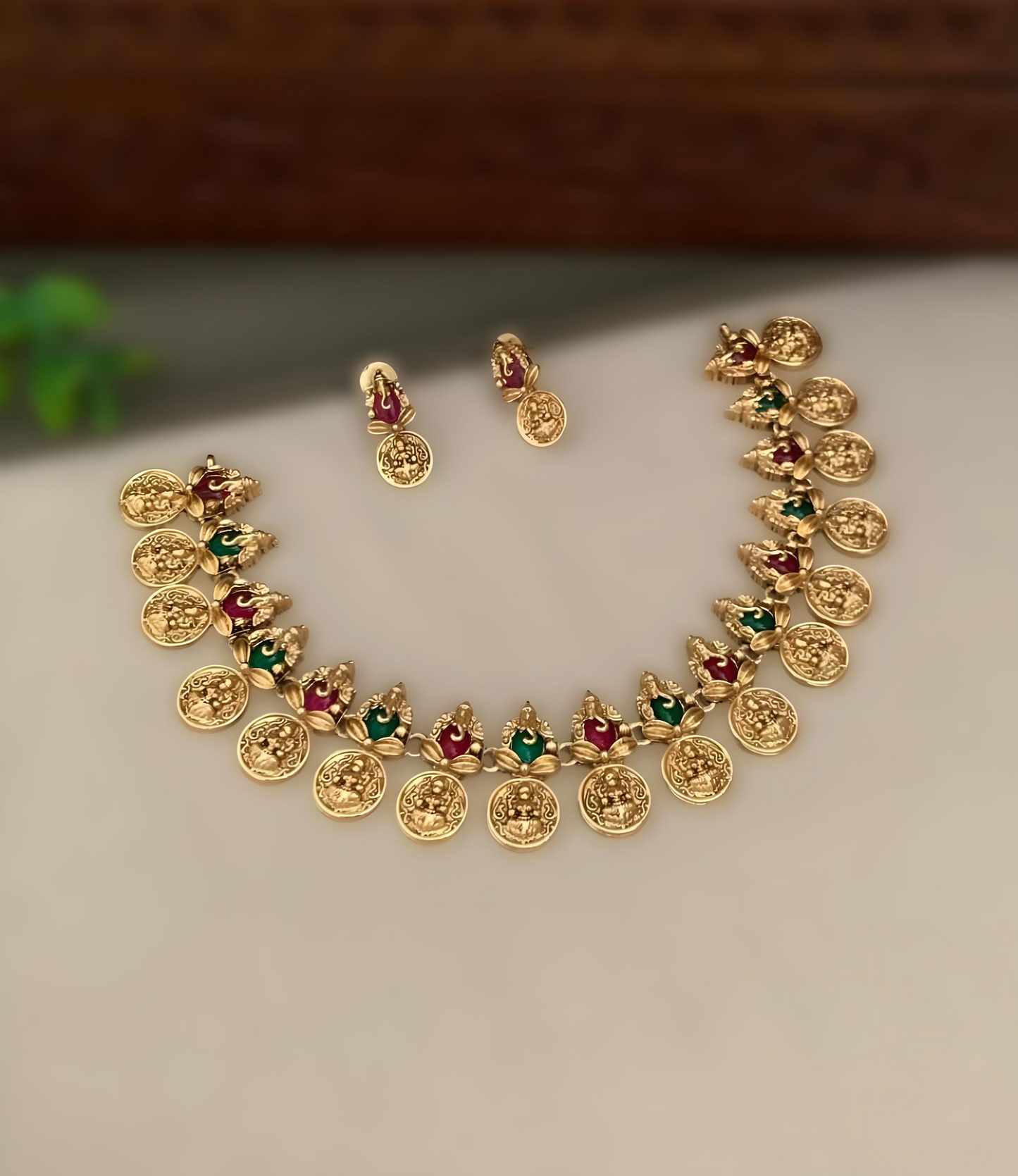 Premium Lakshmi Coin Necklace Set