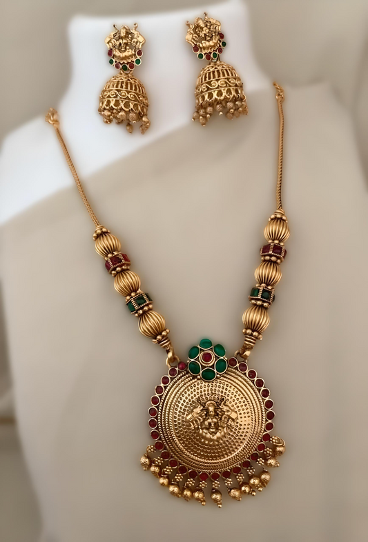 Traditional Kundan Bridal necklace Set With Jhumka