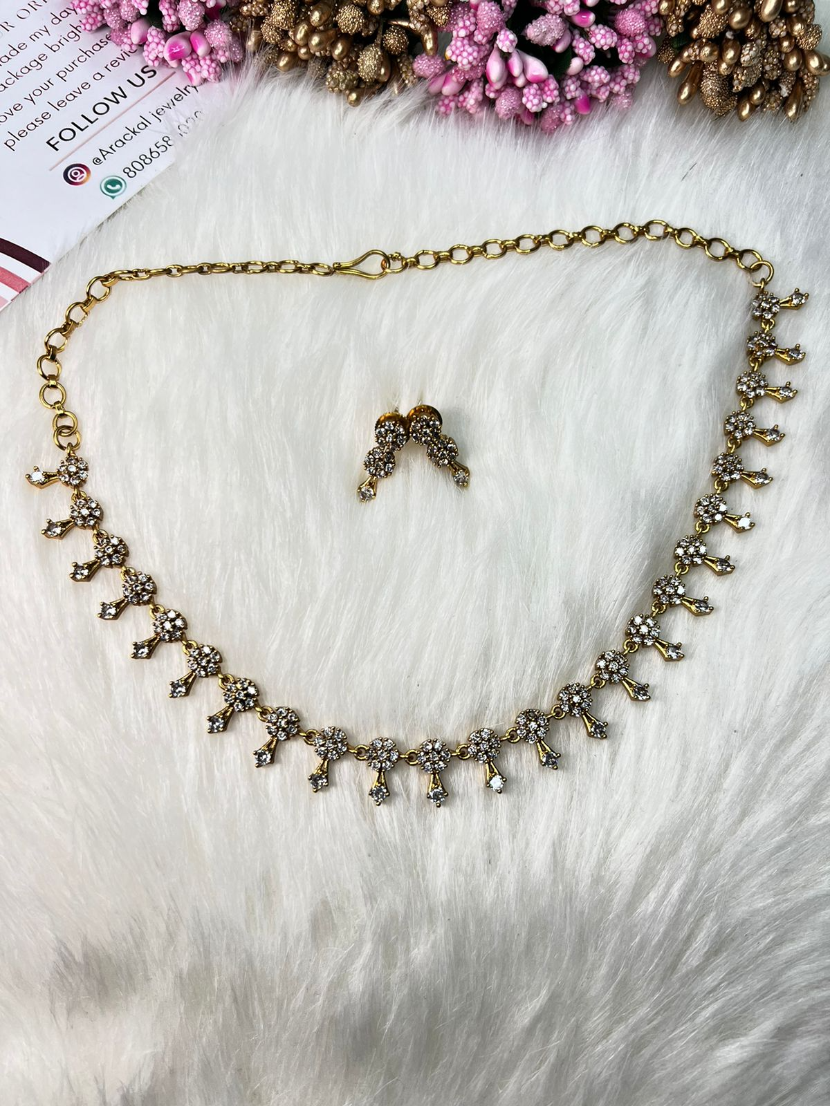 Elegant diamond finish Ad stone Necklace