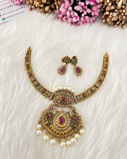 Traditional Ruby Stone Bridal necklace Set