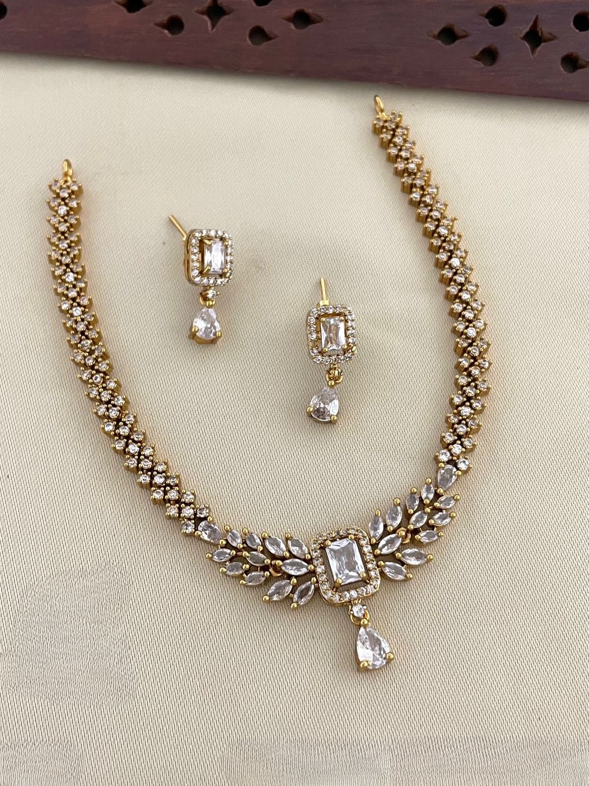 Premium Quality AD Stone diamond finish Necklace Set