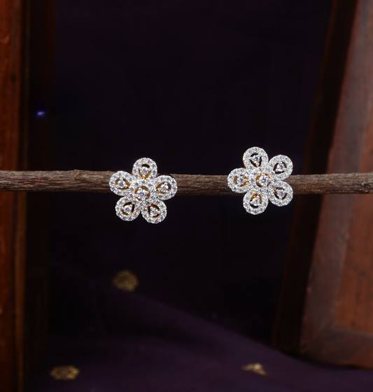 Premium Flower Diamond finish ear stud