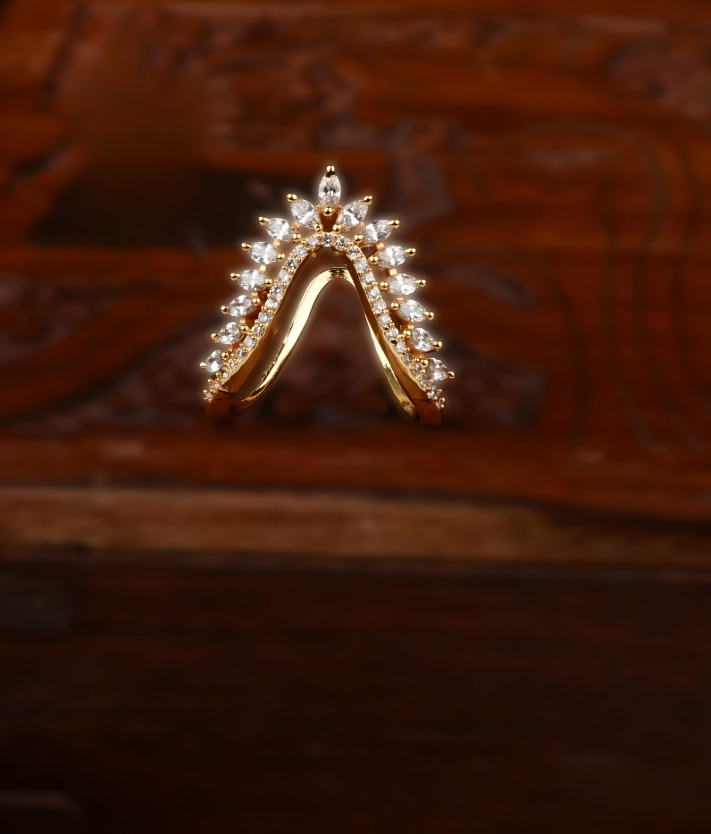 Gold Plated AD Stone Vangi Ring