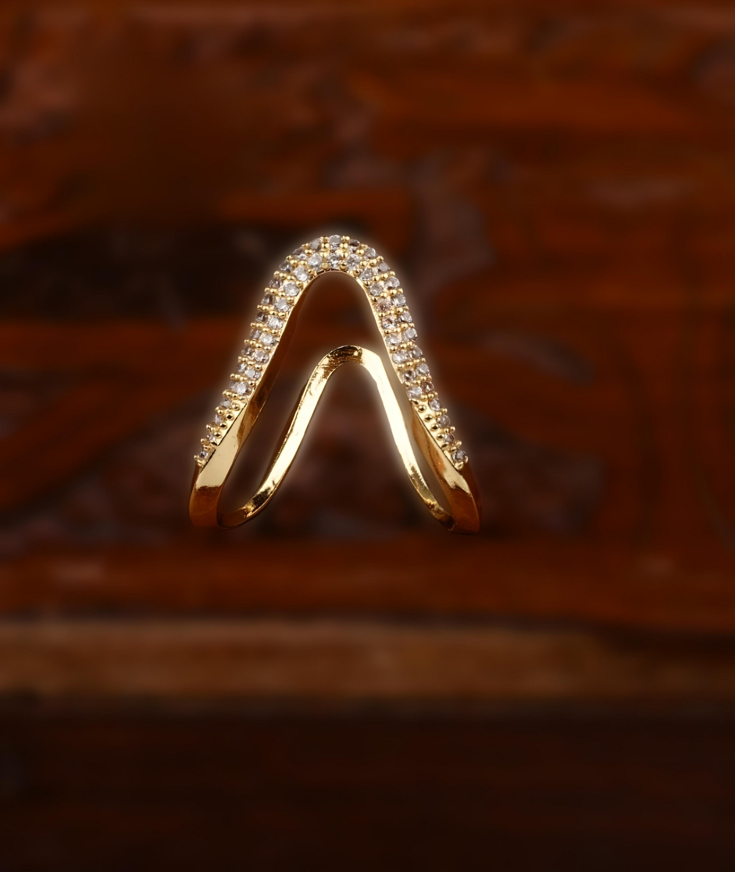 Gold Plated AD Stone Vangi Ring