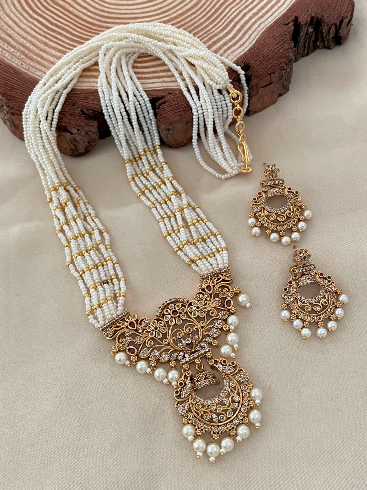 Premium ad Cz stone pendant sugar beads chain haram product code 34