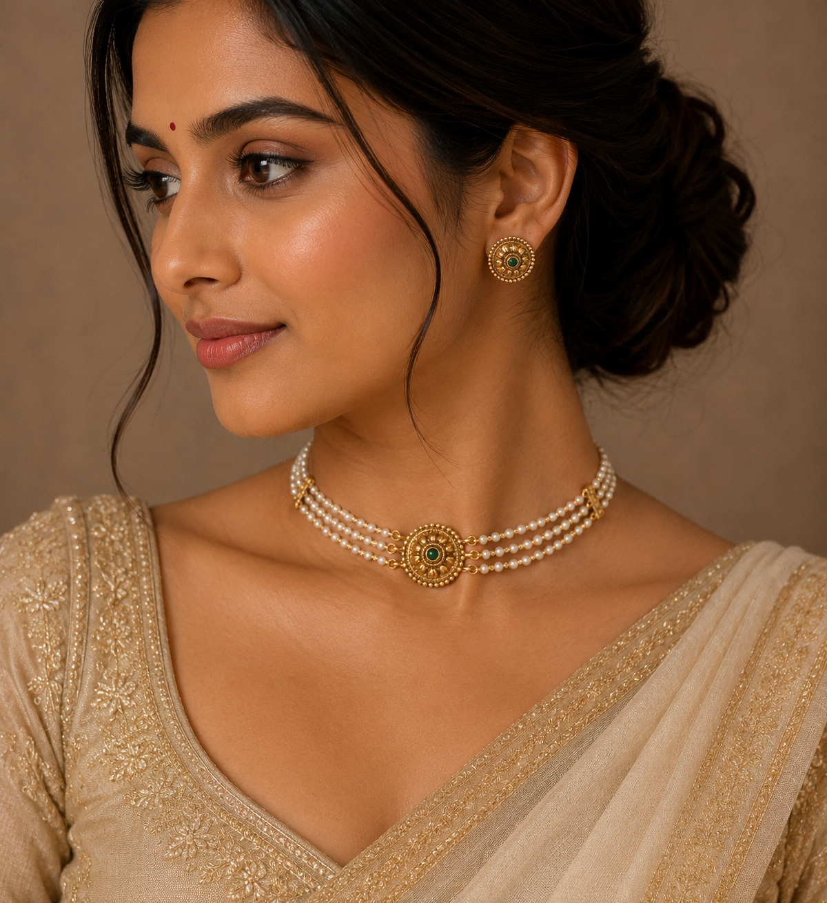 Premium 3layer pearl choker set product code C10