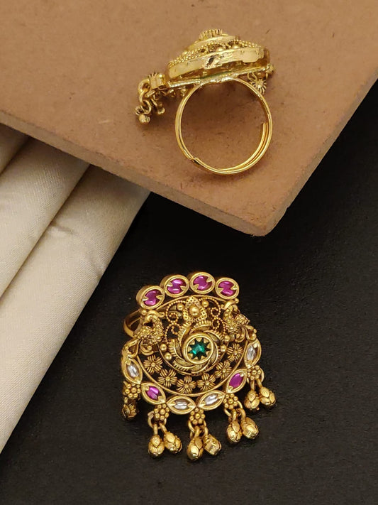 Premium quality kundan heritage adjustable  rings product code R45