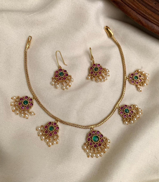 Premium quality trending kemp stone necklace set product code N361