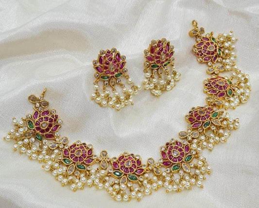 Premium quality lotus pearl hanging necklace product code N140