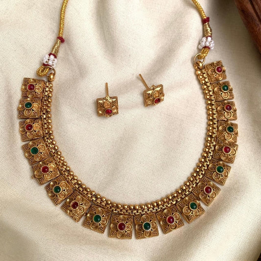 Premium matt finish beautiful ruby green necklace product code M10