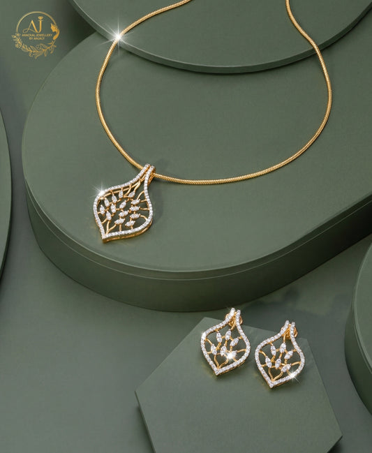 Premium diamond finish pendant set with chain product code D20