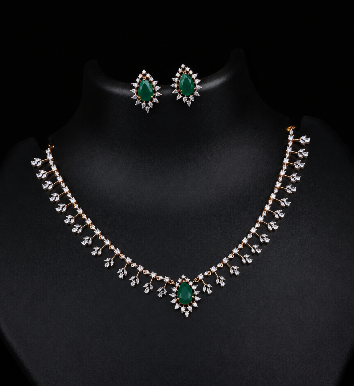 Premium diamond finish bridal necklace set product code D380