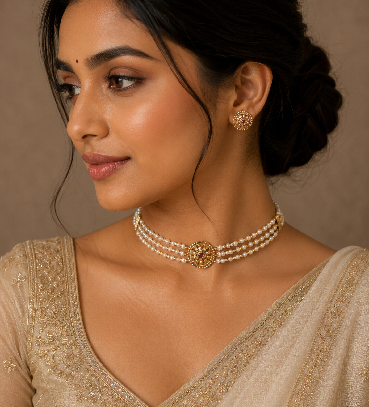 Premium 3layer pearl choker set product code C10