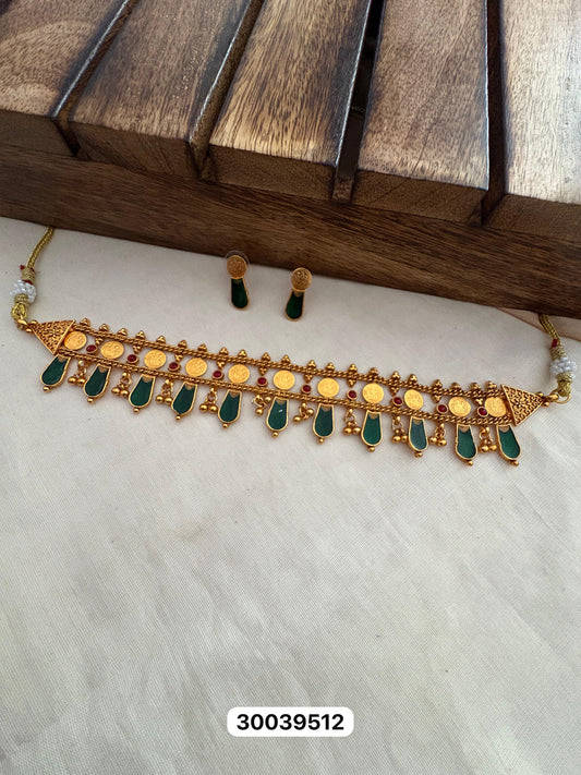 Kerala traditional  nagapadam coin fusion choker set product code N68
