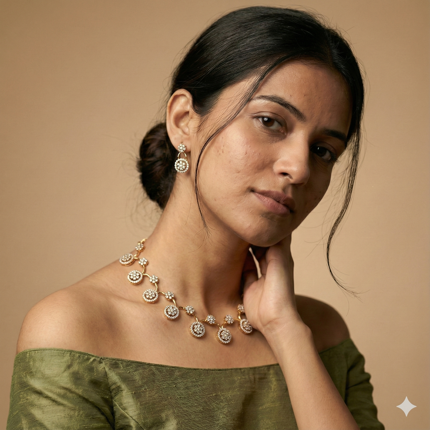 Premium trending  bridal ad shining necklace product code 776