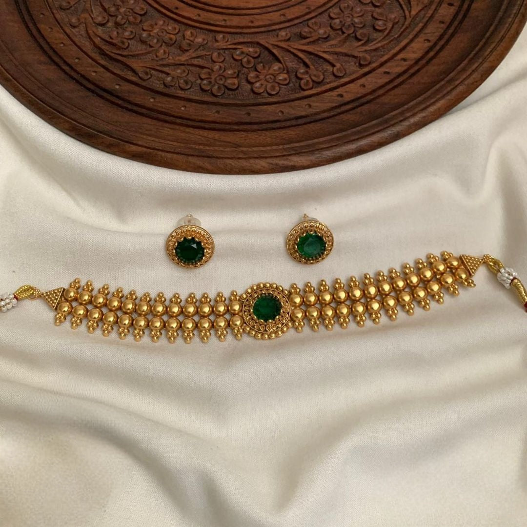 Premium quality gold plated traditional choker set product code T82