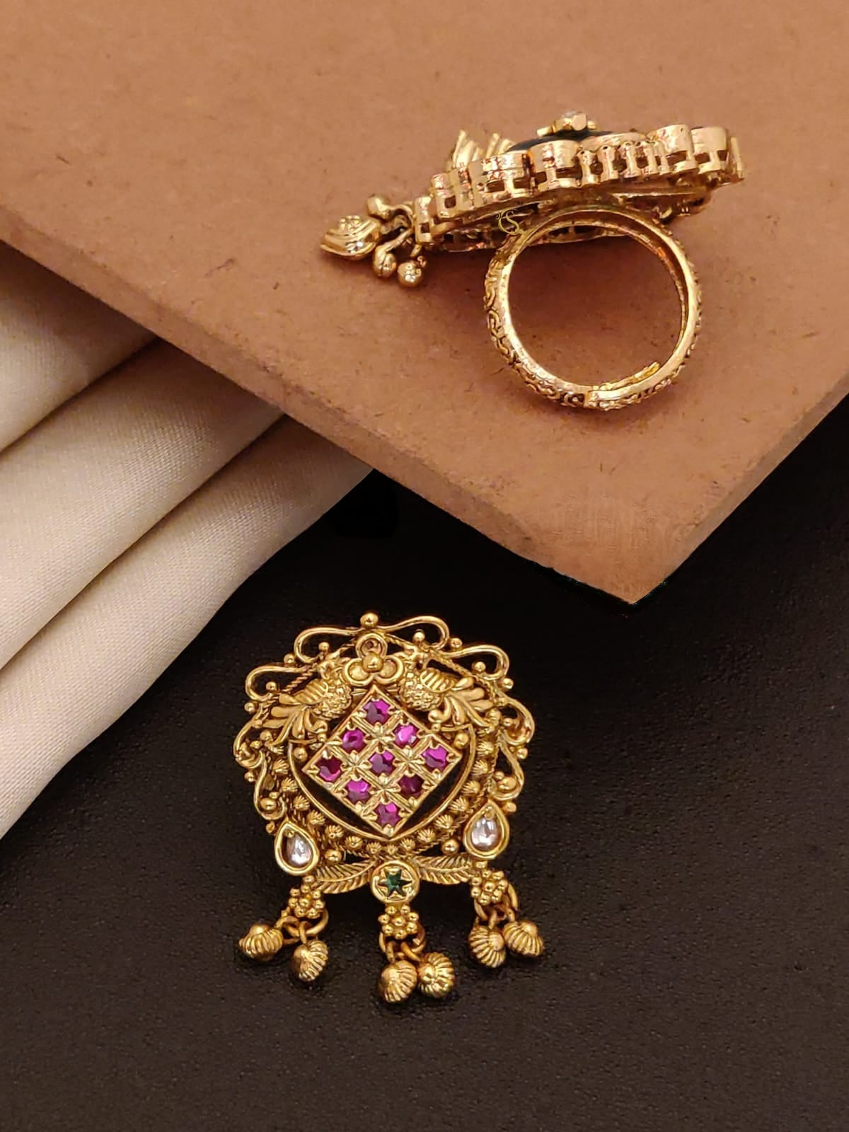 Premium quality kundan heritage adjustable  rings product code R45