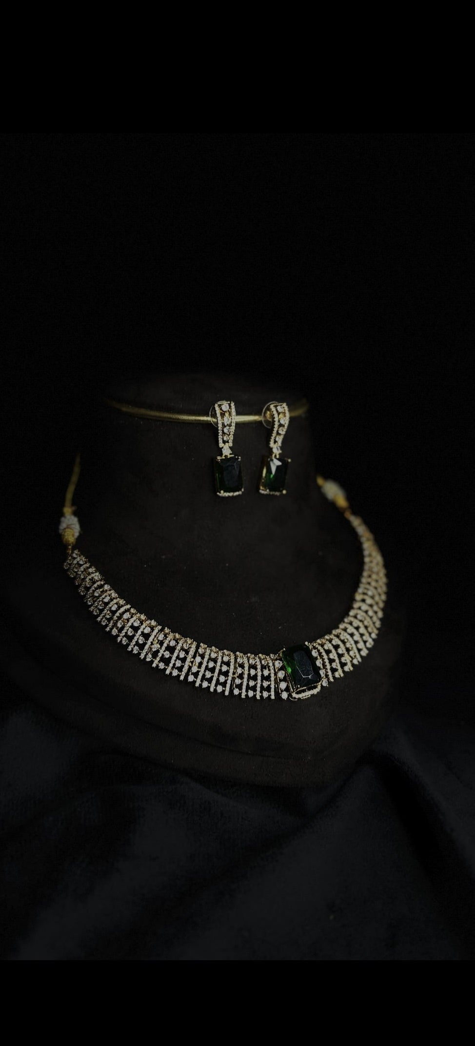 Premium actresses trisha inspired diamond finish bridal necklace set product code D378