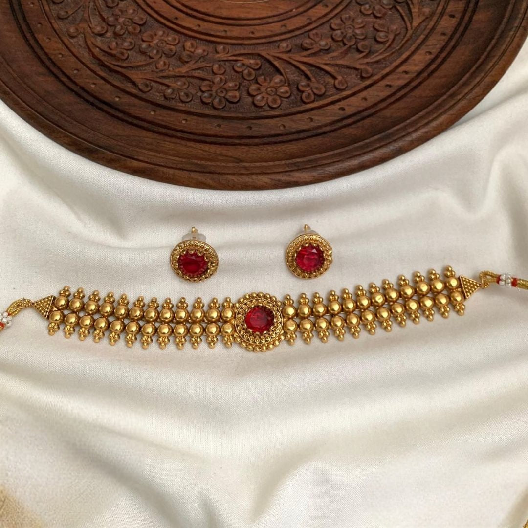 Premium quality gold plated traditional choker set product code T82