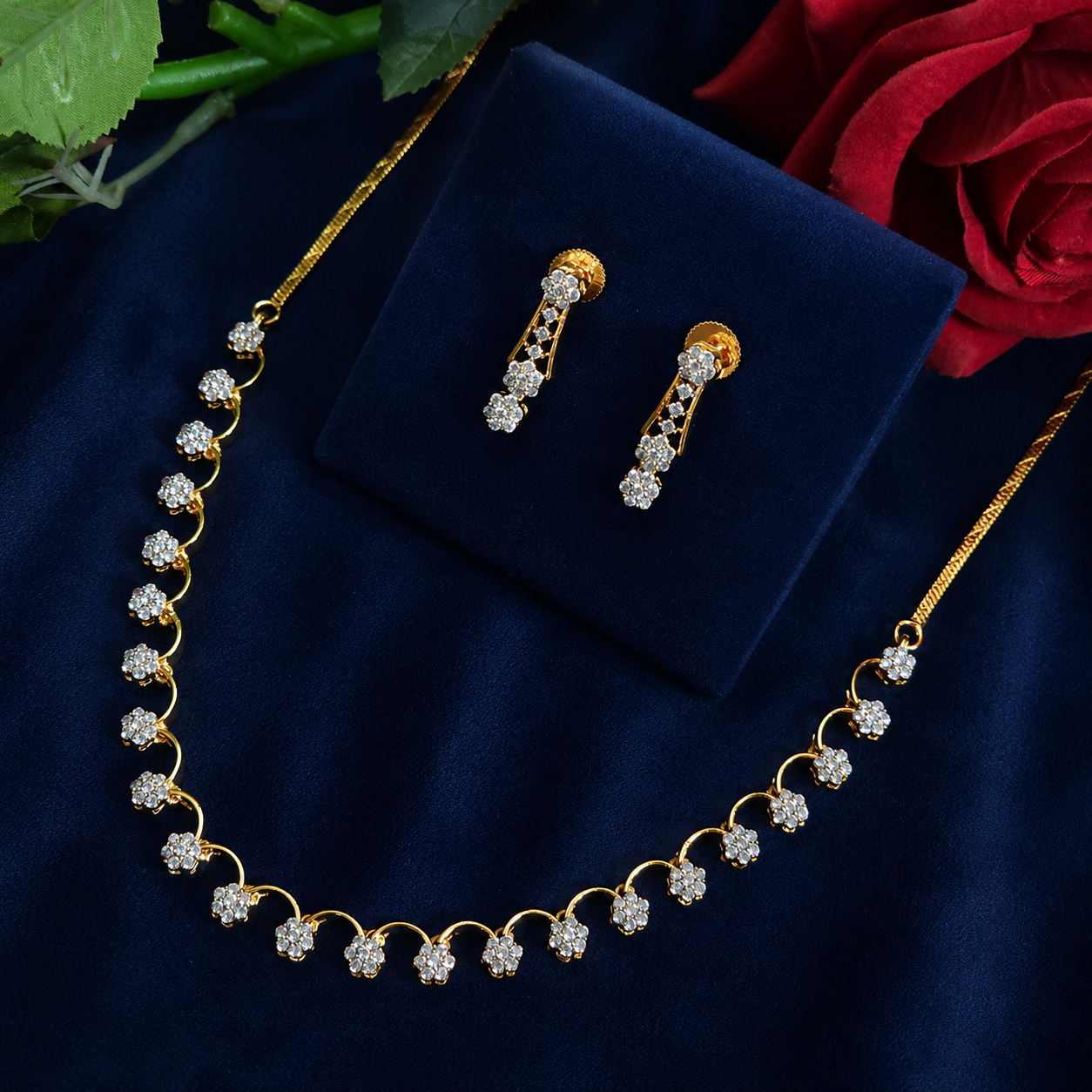 Premium diamond finish necklace set product code D84