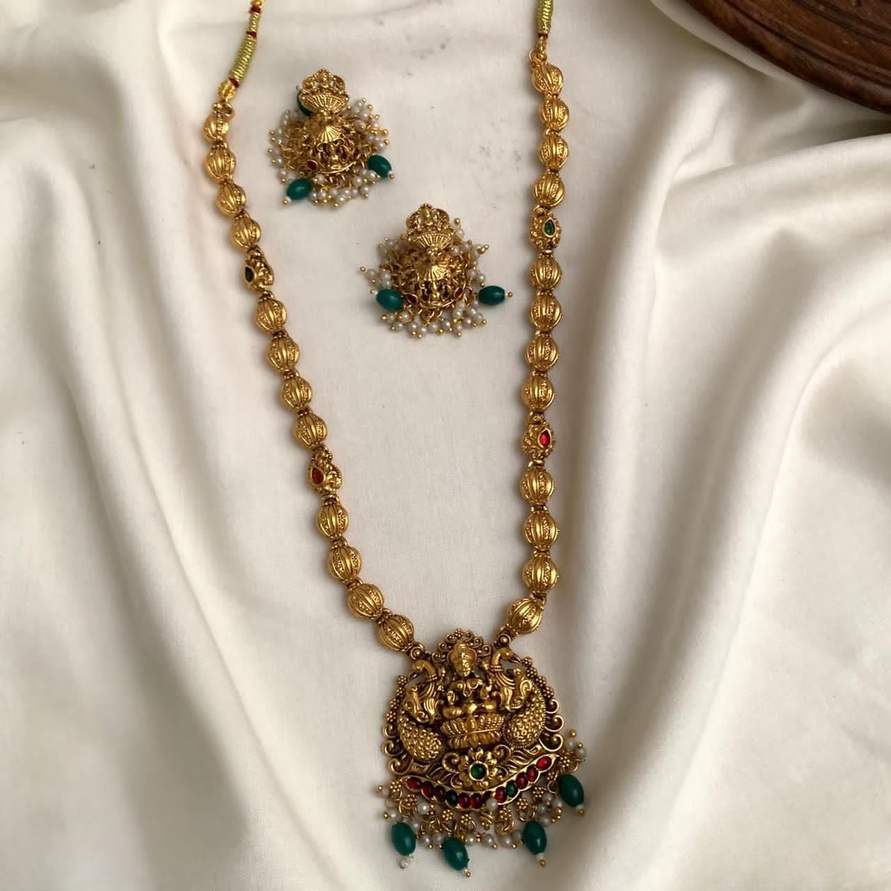 Premium quality lakshmi devi pendant haram with jhumka product code T37