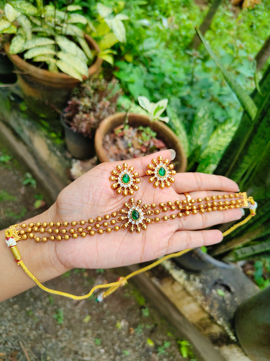 Budget friendly 3layer gold ball choker set product code N131