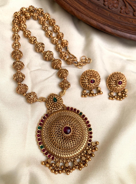 Premium antique gold plated short non idol haram product code N69