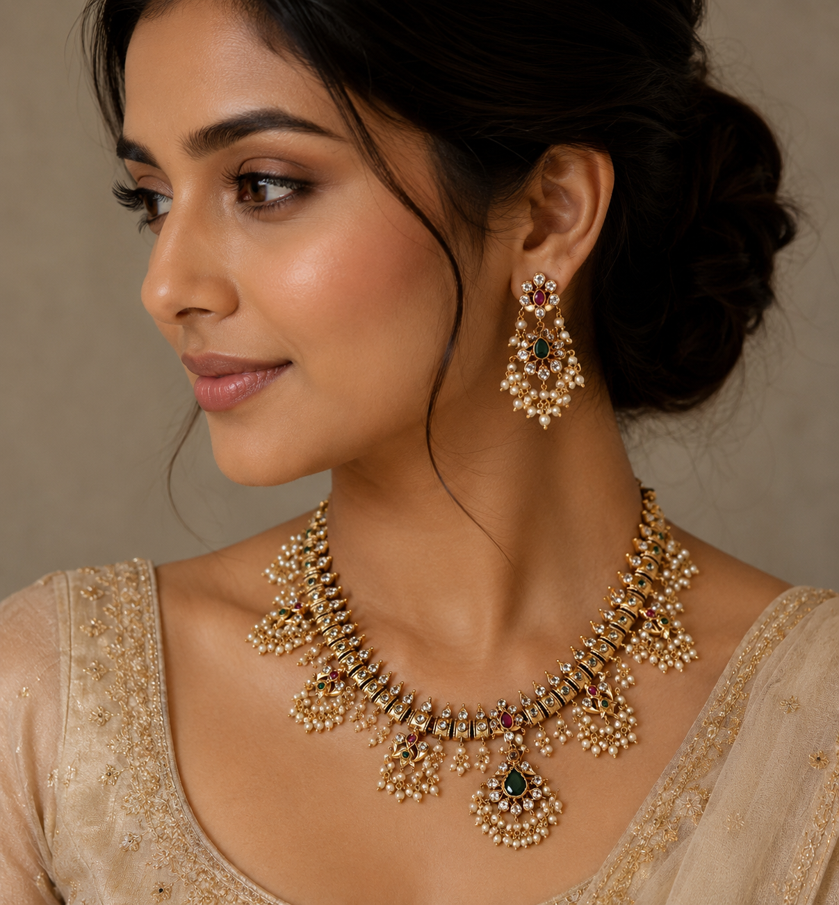 Premium quality guttapusalu necklace set product code C13