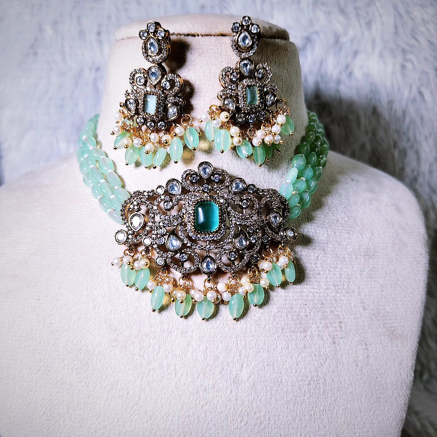 Premium quality 3 layer ad beads choker set product code N04