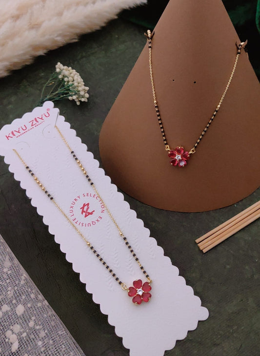 Premium gold plated simple flower mangalsutra