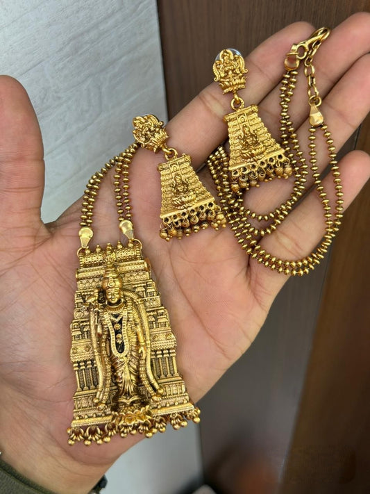 Trending meenakshi temple design pendant chain with jhumka product code T39