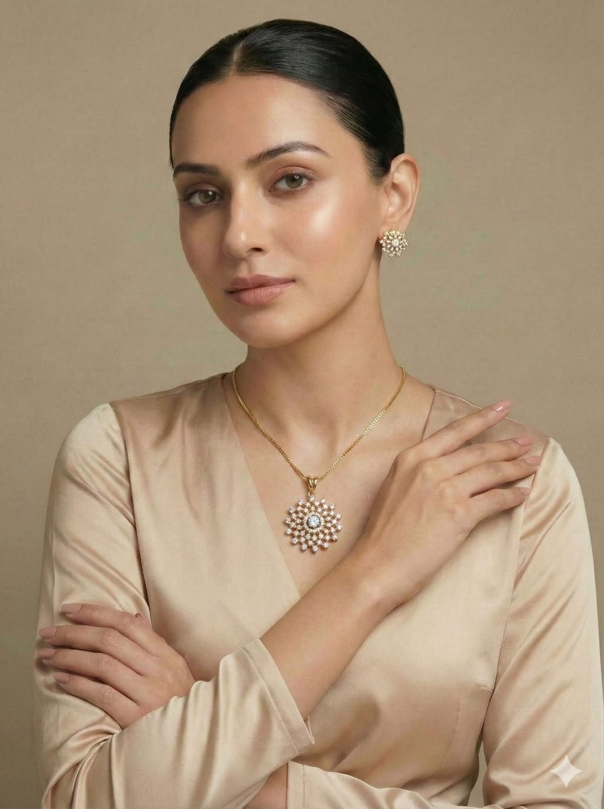 Premium diamond finish pendant set product code N170 (5days dispatch time )