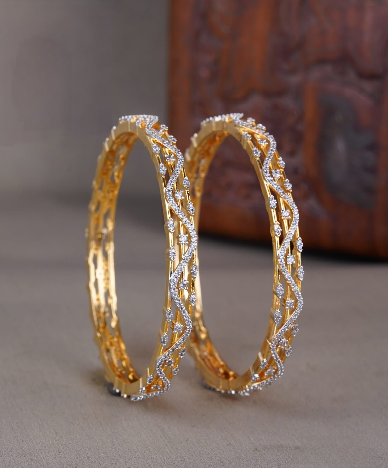 Premium diamond finish bangles set of 2 product code B182