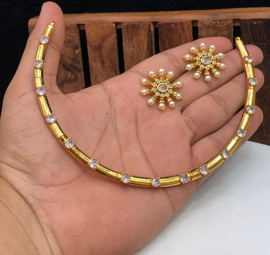 Premium gold polish ad cute elegant choker set product code N122