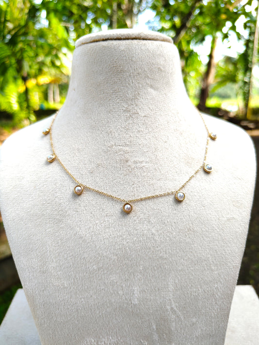 Premium gold plated pearl charm necklace product code N34